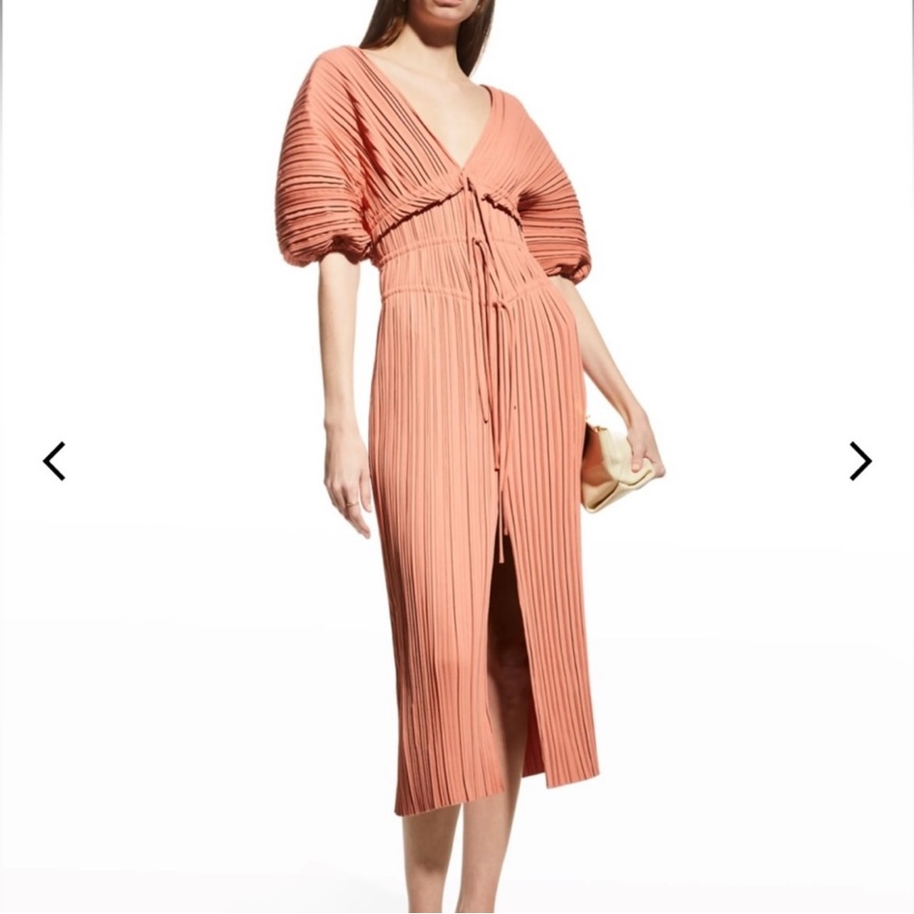 A.L.C. Stella Puff Sleeve V-Neck Midi Dress